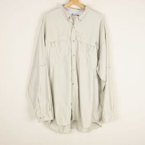 Columbia PFG UPF 30 Tan Long Sleeve Fishing Vented Shirt Mens Sz XXL